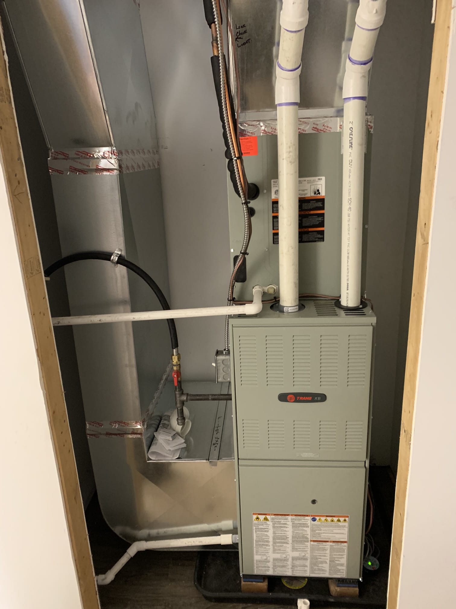 Trane XB high-efficiency gas furnace installation